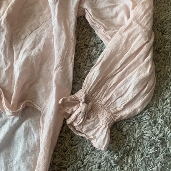 ALL SAINTS Crossover High Lo Flowy Blouse Blush Pink - Picture 6 of 16